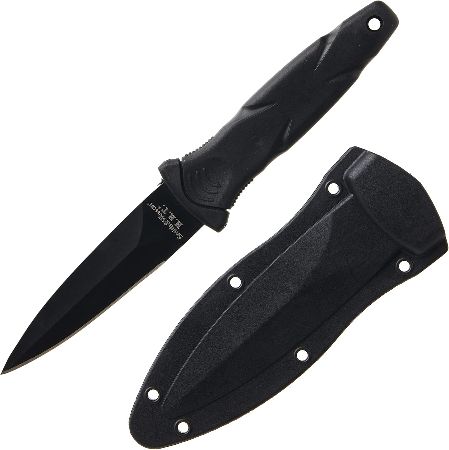 Smith & Wesson 10.6in High Carbon S.S. Fixed Blade Knife with 5.2in Tanto Blade and TPE Handle for Outdoor, Tactical, Survival and EDC - PuriLite