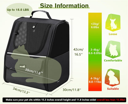 Pecute Expandable Cat Backpack Carrier, Small Dog Backpack Carrier, Pet Backpack Carriers for Cats Dogs Puppy Kitten, Cat Carriers Bag Carrying for Travel Hiking Bike Riding Walking Outdoor,Grey - PuriLite