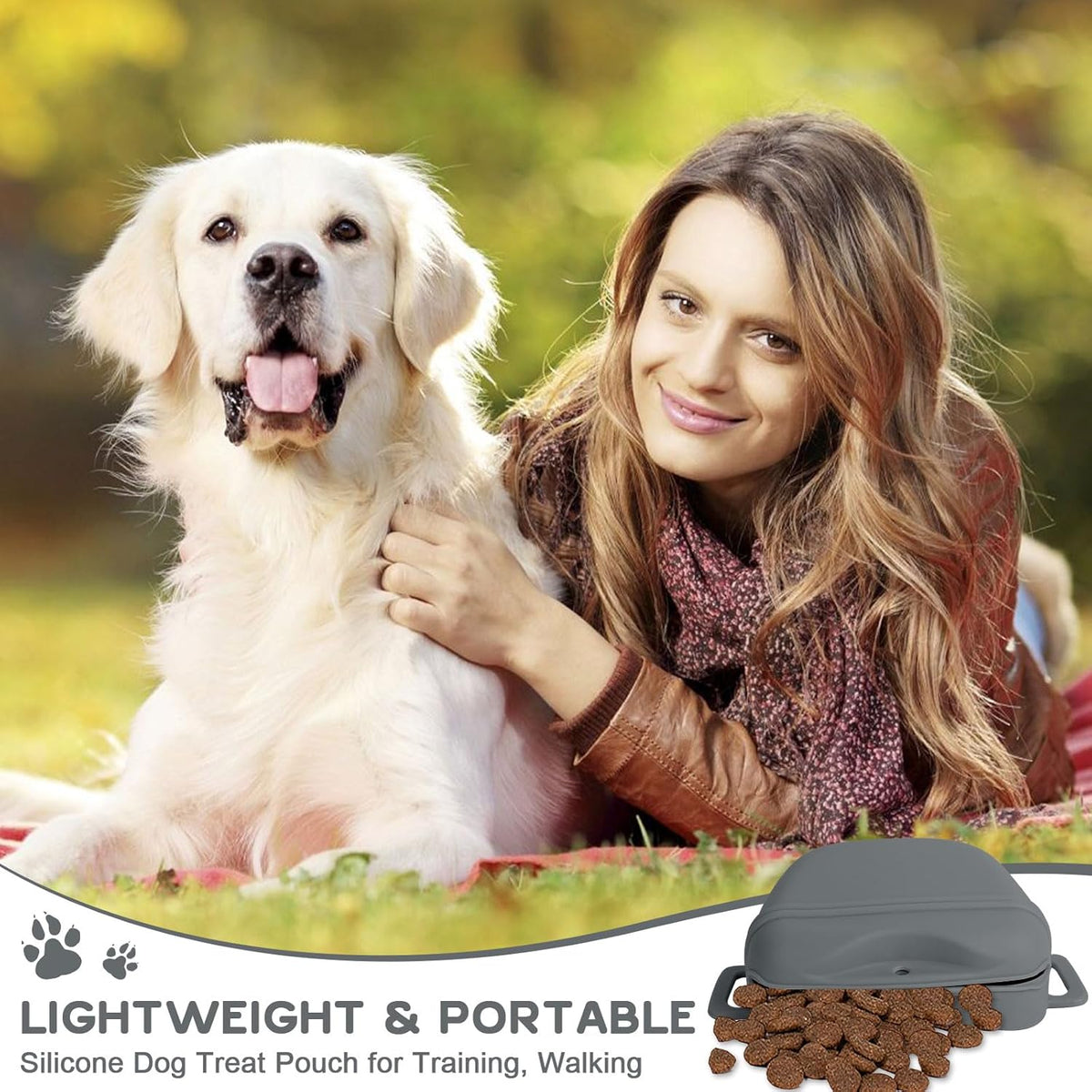 Dog Treat Pouch for Training, Silicone Magnetic Closure Dog Treat Bag Portable Treat Pouch with Belt, Waterproof Small Treat Bag for Dog Training, Dog Walking (Cyan) - PuriLite