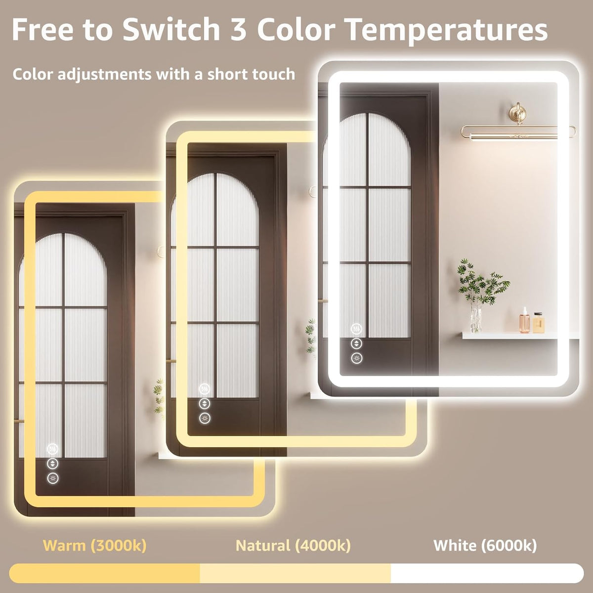 Lmsedf 24" x 32"Rectangle LED Bathroom Mirror with Lights, Backlit & Front Lighted, Wall-Mounted Vanity Mirror 3000K/4000K/6000K, Memory Functions, Anti-Fog, Dimmable Smart Mirror - PuriLite