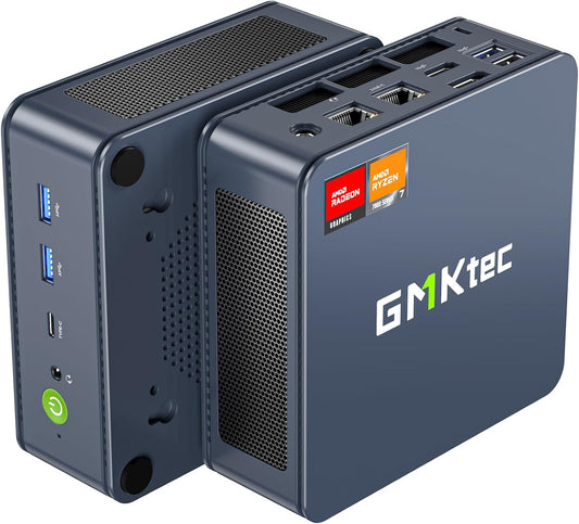 GMKtec Mini PC Gaming, K6 AMD Ryzen 7 7840HS Dual NIC LAN 2.5Gbps Desktop Computer, 32GB DDR5 (16GB*2) 1TB PCIe4.0 SSD, USB4.0, HDMI, DP, USB-C, WiFi 6E, BT 5.2 - PuriLite