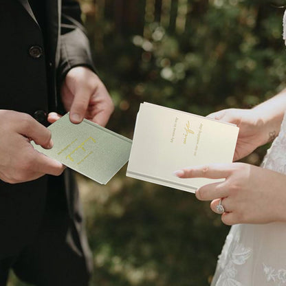 WeddingGiftsWedding Vow Books His and Hers Soft Touch Gold Foil Engraving Vow Books Wedding Essentials Wedding Accessories(TR-HH-Black) - PuriLite