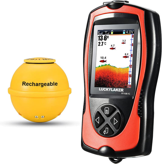 LUCKYLAKER Sonar Kayak Fish Finder Portable Water Handheld Depth Finder Boat Transducer Wireless Fish Finders Sea LCD Screen Fishing - PuriLite