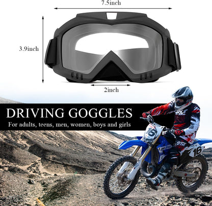 Dirt Bike Goggles, Windproof ATV Off-Road Goggle, Wide Vision Riding Motorcycle Goggles, Motorcycle Accessories - PuriLite