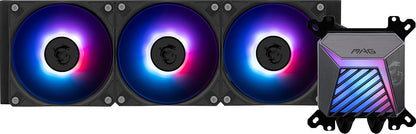 MSI MAG CORELIQUID A15 360 - AIO ARGB CPU Liquid Cooler - 360mm Radiator - AM5, LGA 1851 Ready - 3X 120mm ARGB PWM Fans, Black - PuriLite