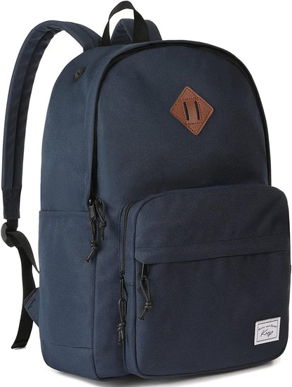 School Backpack, Kasqo 15.6 Inch Classic Lightweight Water-Resistant Backpack for Men Women Teens Girls Boys Kids to School, College, Travel, Work, Black - PuriLite