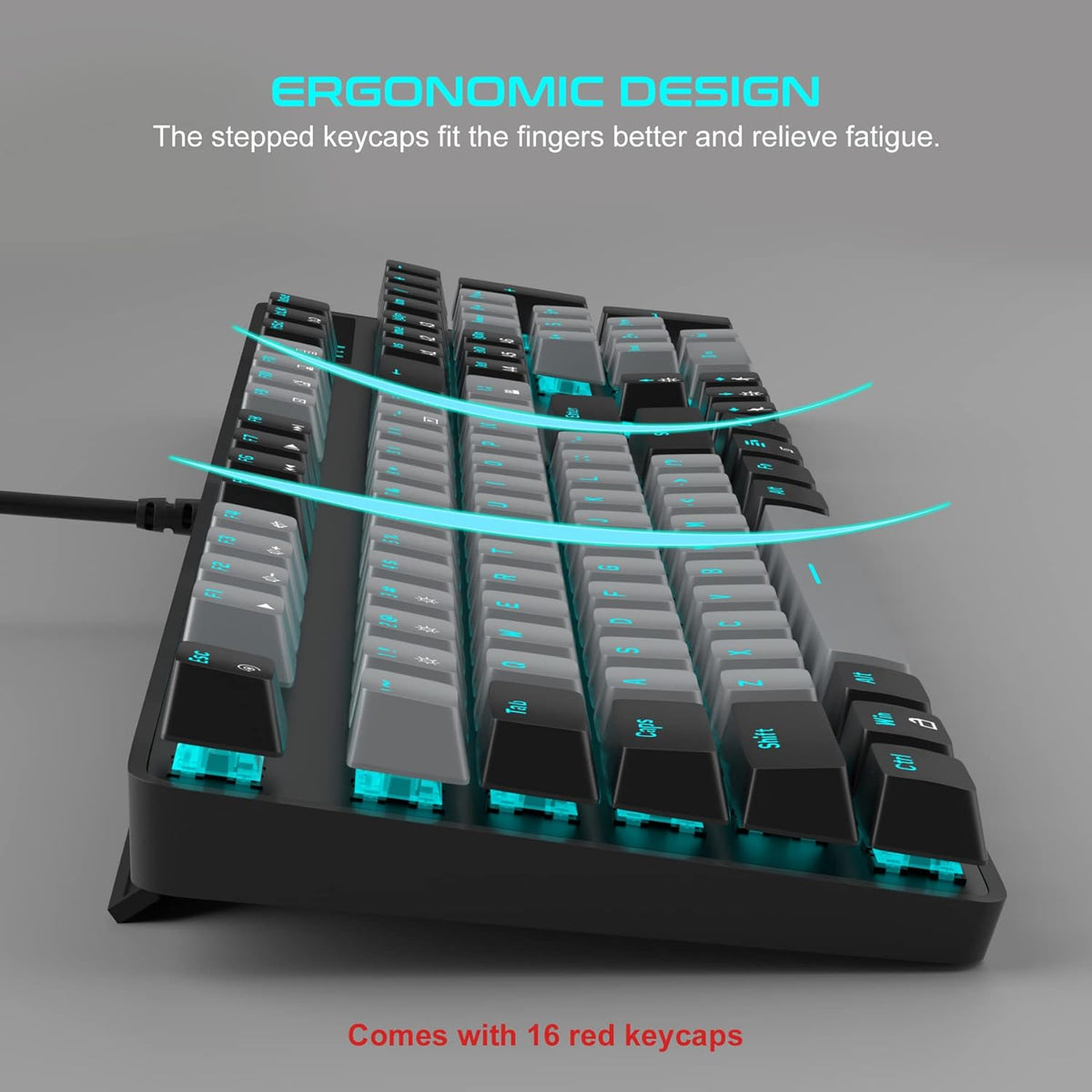 Mechanical Gaming Keyboard, 104 Keys White Backlit Mechanical Keyboards with Red Switches & Double-Shot Keycaps, MageGee Wired Ergonomic Computer Keyboard for Desktop, PC Gamers (White & Blue) - PuriLite