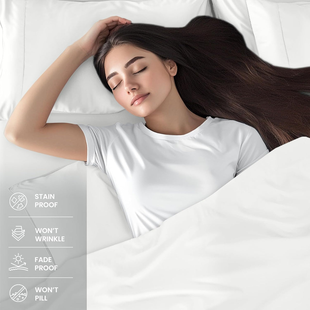Utopia Bedding Queen Bed Sheet Set - 4 Piece Bedding - Soft Brushed Microfiber Fabric - Shrinkage & Fade Resistant - Easy Care (White) - PuriLite
