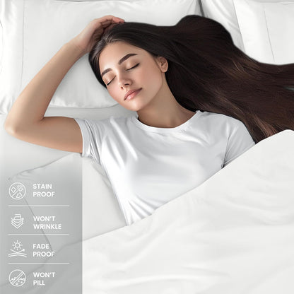 Utopia Bedding Queen Bed Sheet Set - 4 Piece Bedding - Soft Brushed Microfiber Fabric - Shrinkage & Fade Resistant - Easy Care (White) - PuriLite
