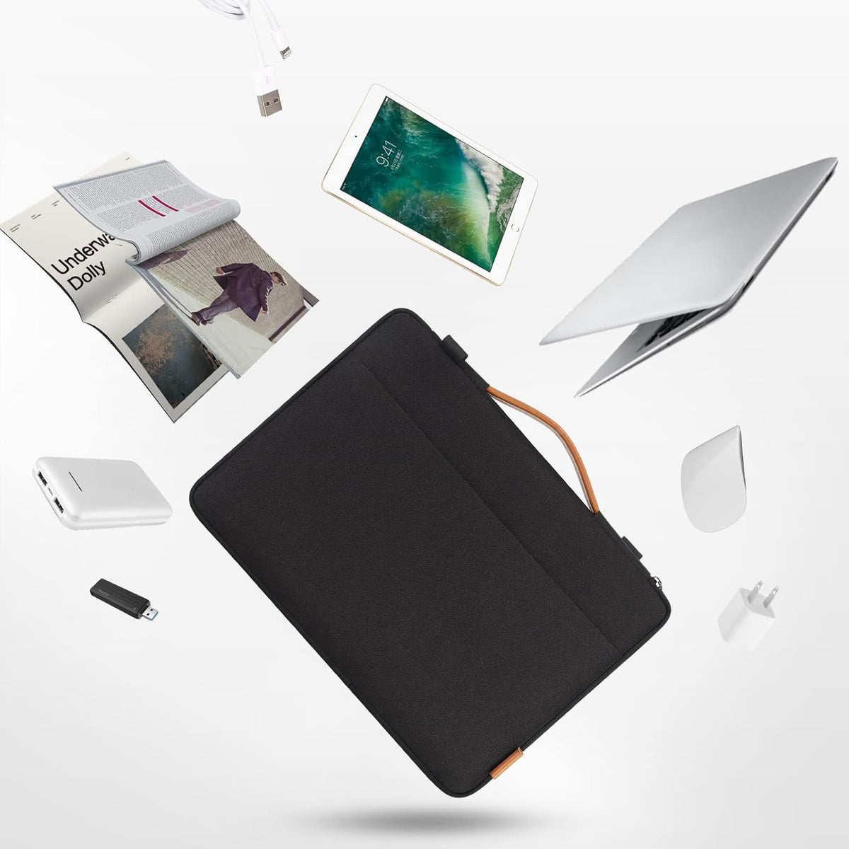 DOMISO 15.6 Inch Laptop Bag Cover Waterproof Shockproof Notebook Sleeve Case Shoulder Bag Protective Cover for 15.6" HP 15/ThinkPad E575/Lenovo IdeaPad S510,Black - PuriLite