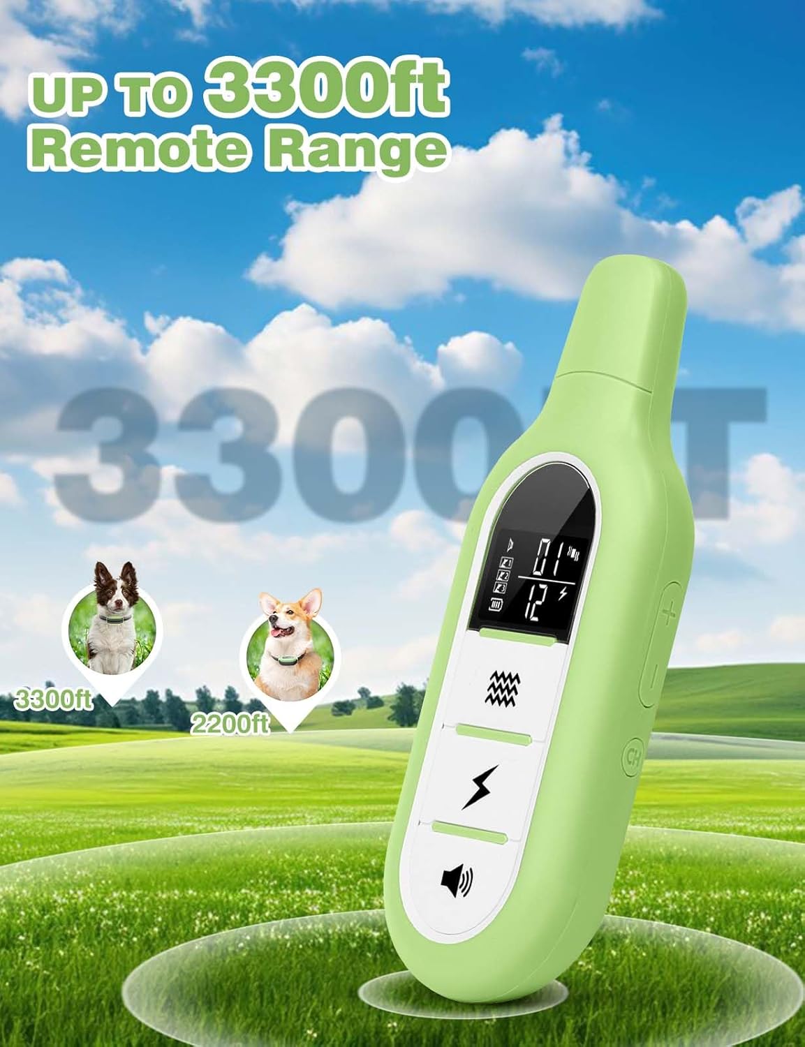 Peture Shock Collar with Remote -Long Range Control Training Collar for Dogs Rechargeable IPX7 Waterproof Dog Training Collar for Large Medium Small Dogs 3 Chanal (Pink) - PuriLite