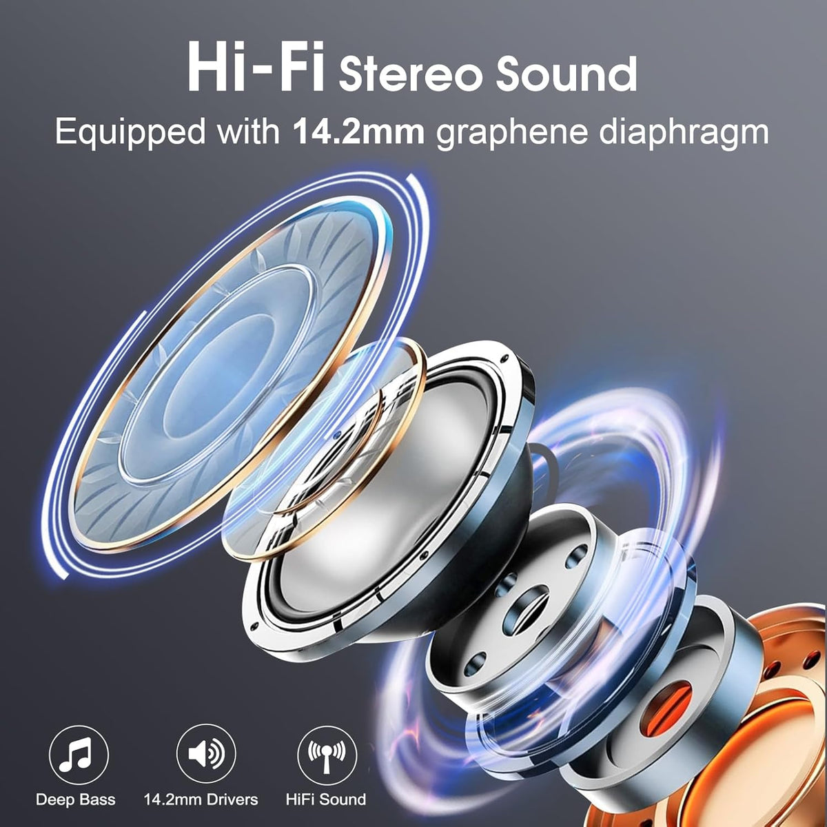 STECEi Wireless Earbuds 75hrs Bluetooth 5.4 Headphone Sport, Bluetooth Earbuds HiFi Stereo Over Ear Bud with Earhooks, ENC Noise Cancelling Mic, IP7 Waterproof Wireless Earphone for Workout/Running - PuriLite