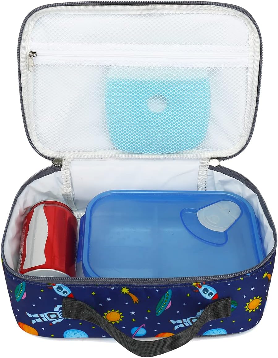 FlowFly Kids Lunch Box Insulated Soft Bag Mini Cooler Back to School Thermal Meal Tote Kit for Girls, Boys, Black - PuriLite