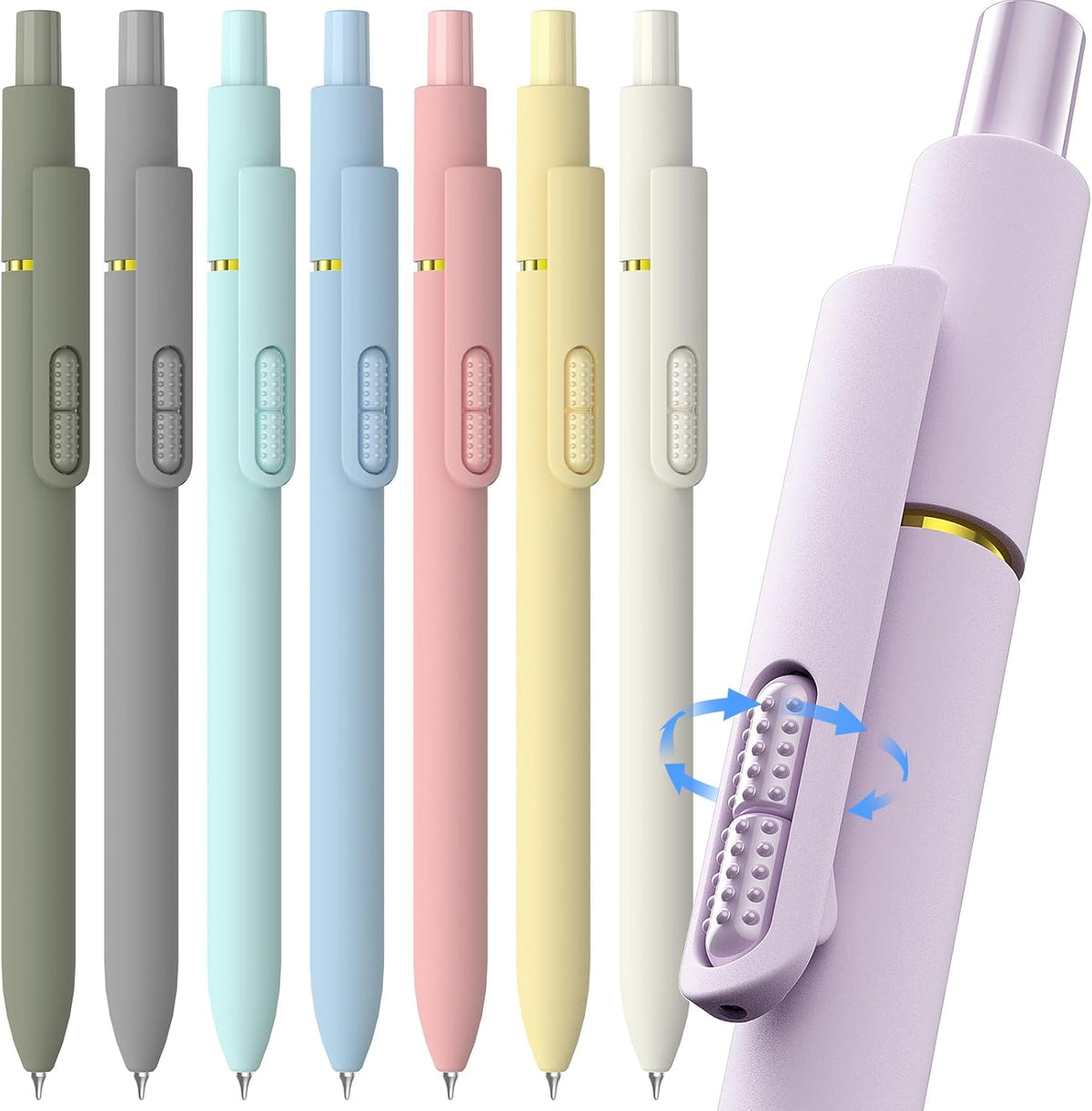 inkipen 8-Pack Gel Pens | 0.5mm Gel Pen | Black Ink Pen | Fine Point Pen | Retractable Pen | School and Office Pen - PuriLite