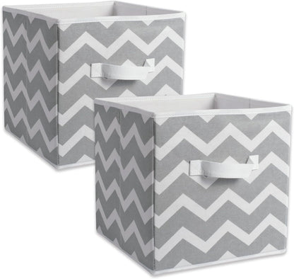 DII Foldable Fabric Storage Containers for Nurseries, Offices, Closets, Home Decor, Cube Organizers & Everyday Storage Needs, (Large - 11 x 11 x 11) Scroll Nautical Blue - Set of 2 - PuriLite