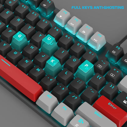 Mechanical Gaming Keyboard, 104 Keys White Backlit Mechanical Keyboards with Red Switches & Double-Shot Keycaps, MageGee Wired Ergonomic Computer Keyboard for Desktop, PC Gamers (White & Blue) - PuriLite