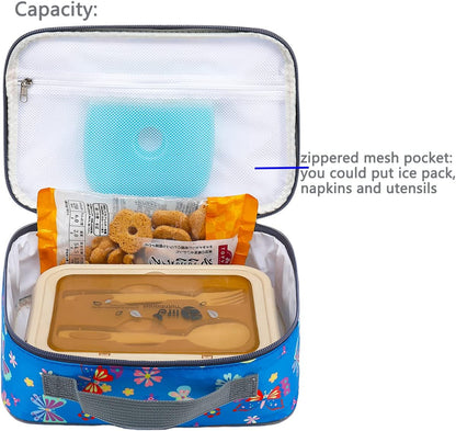 FlowFly Kids Lunch Box Insulated Soft Bag Mini Cooler Back to School Thermal Meal Tote Kit for Girls, Boys, Black - PuriLite