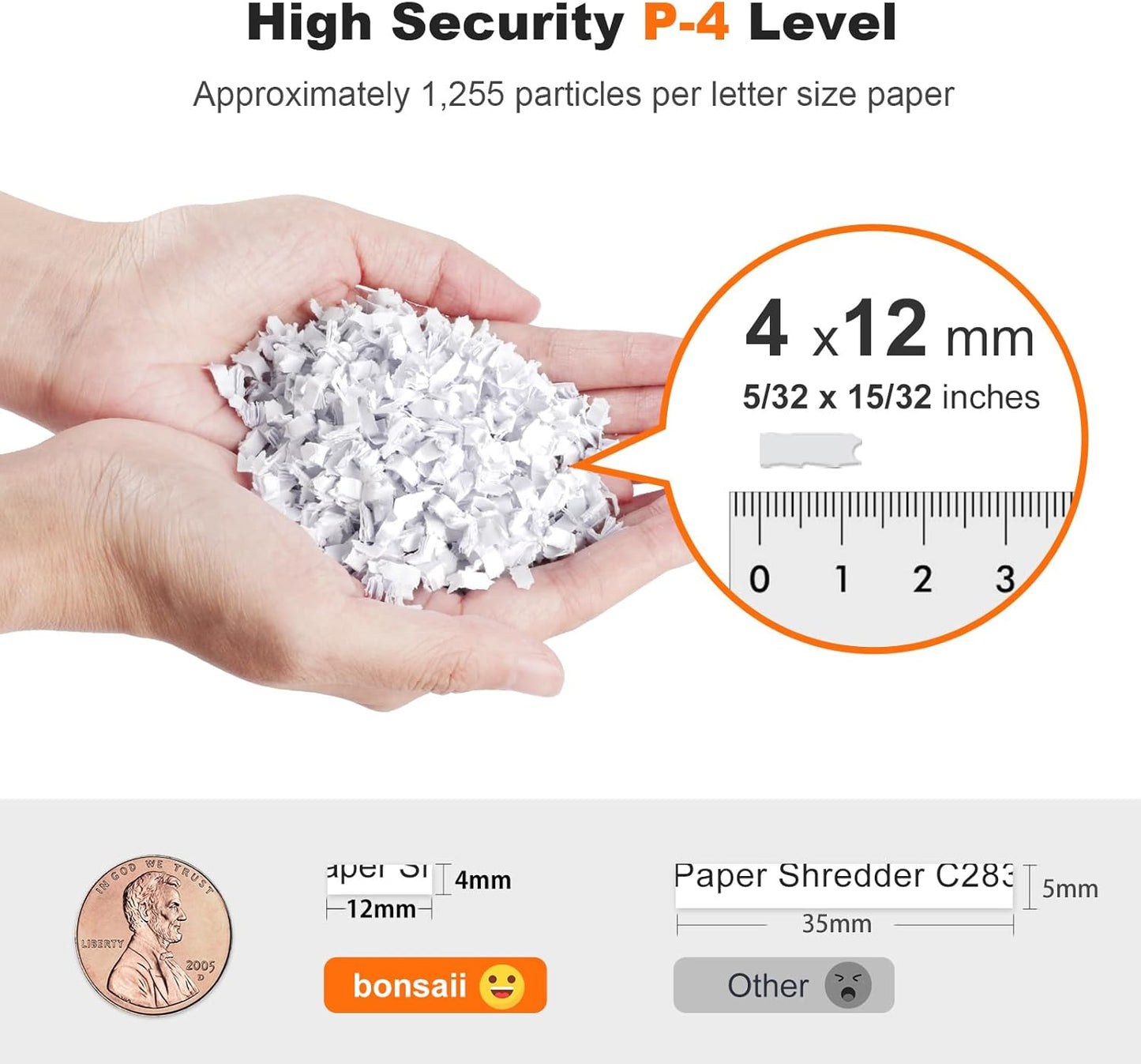 Bonsaii 200-Sheet Auto Feed Paper Shredder, 60 Minutes Nonstop Heavy Duty Shredders, 8.1 Gallon Large Bin Office Document Shredder, Micro-Cut/High Security P-4 Commercial Grade Shredder (C283-A) - PuriLite