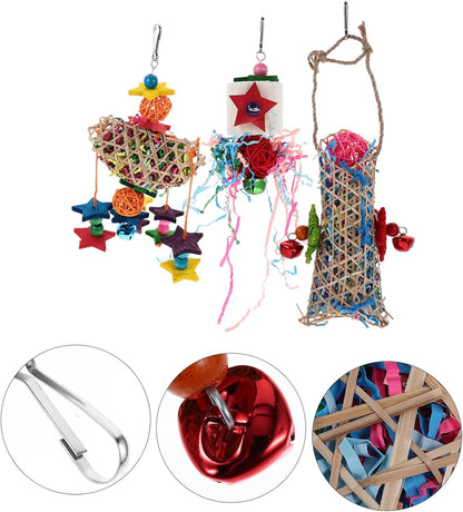 Kisangel 6pcs Parrot Toys for Bird Cage Accessories Useful Parrot Chewing Toys for Pet Supplies