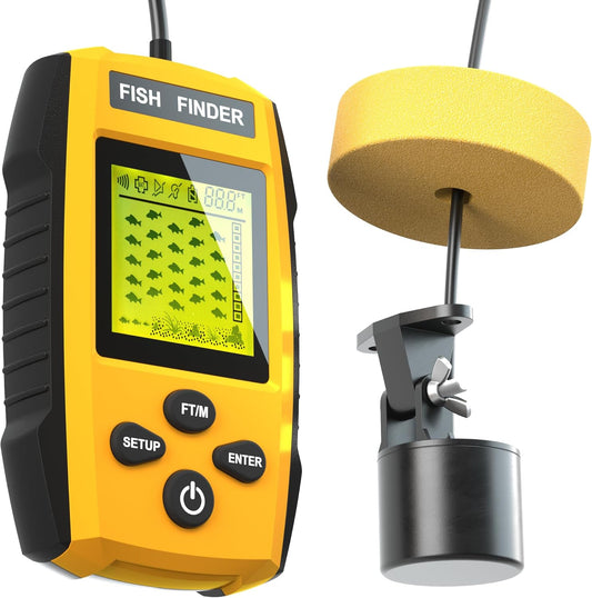 Portable Sonar Alarm Fish Finder with Sonar Transducer and LCD Display, for Kayak Fishing Boat Fishing Ice Fishing - PuriLite