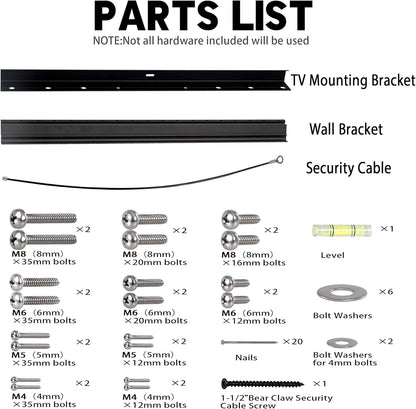 No Stud TV Wall Mount, Drywall Studless TV Hanger No Damage, No Drill, Non Screws, Flat Screen Easy Install Bar Bracket fits VESA 12-55 inch TVs up to 99 lbs, Include Hardware Levels - PuriLite