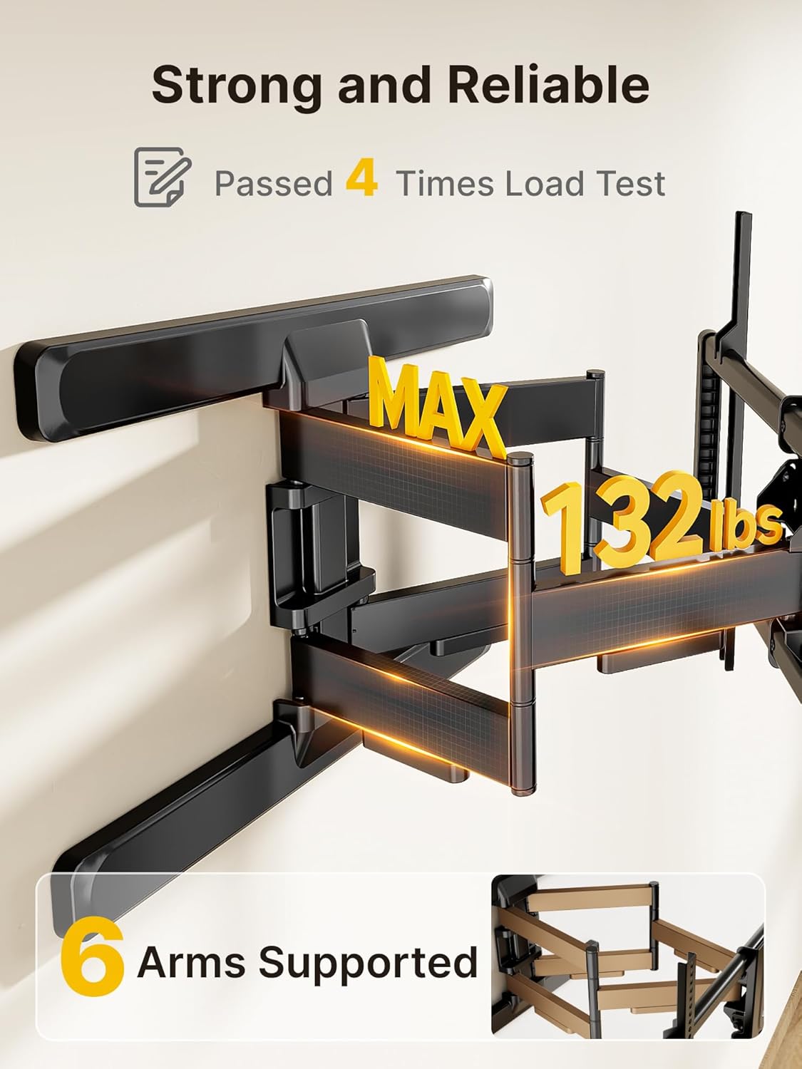monTEK Long Arm TV Wall Mount for Most 43-90 Inch TVs, 42.5 Inch Long Extension TV Mount Swivel and Tilt, Full Motion Wall Mount TV Bracket Fit Max VESA 800 x 400mm, Up to 132 lbs, 16”,18” Studs - PuriLite