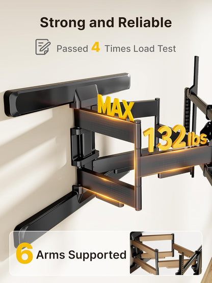 monTEK Long Arm TV Wall Mount for Most 43-90 Inch TVs, 42.5 Inch Long Extension TV Mount Swivel and Tilt, Full Motion Wall Mount TV Bracket Fit Max VESA 800 x 400mm, Up to 132 lbs, 16”,18” Studs - PuriLite