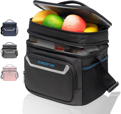 EVERFUN Cooler Bag Insulated Beach Cooler Lunch Bag Box for Men Women Dual Compartments Collapsible Waterproof Leak-Proof for Travel Work Picnic - PuriLite