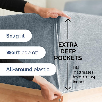 Extra Deep Queen Sheet Set - 6 Piece Breathable & Cooling Sheets - Hotel Luxury Bed Sheets Set - Easy & Secure Fit - Soft, Wrinkle Free & Comfy Sheets Set - White Sheet Set w/Extra Deep Pockets - PuriLite