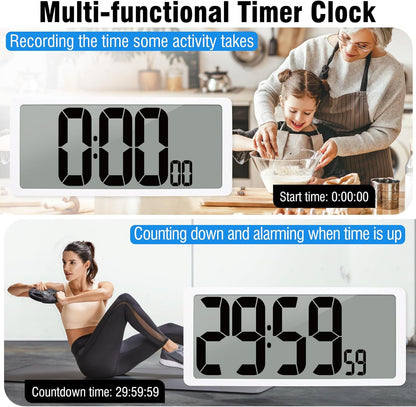 KMMKGG 15" Large Digital Wall Clock Battery Operated, Digital Clock Display with Day, Date & Temperature, Large Wall Clock for Bedroom, Livingroom, Office(4.6" Numbers) - PuriLite