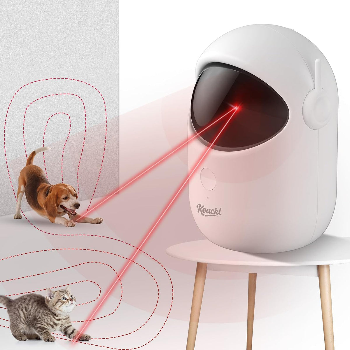 KOACKL Cat Toys for Indoor Cats, Cat Laser Pointer Toy, Rechargeable Automatic Cat Toy with Timer & Speed Modes, Ideal Interactive for Cats Dogs Training and Exercise - PuriLite