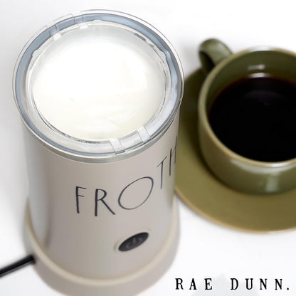 Rae Dunn - Electric Milk Frother - Elegant Automatic Milk Steamer and Frother, Milk Warmer, Hot and Cold Frothing Machine for Coffee, Latte, Cappuccino, Macchiato, - PuriLite