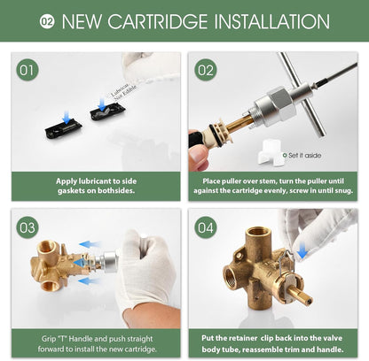 1222 Replacement Cartridge for One Handle Posi Temp Shower Cartridge Replacement,Brass & Plastic,Without Removal Tool - PuriLite