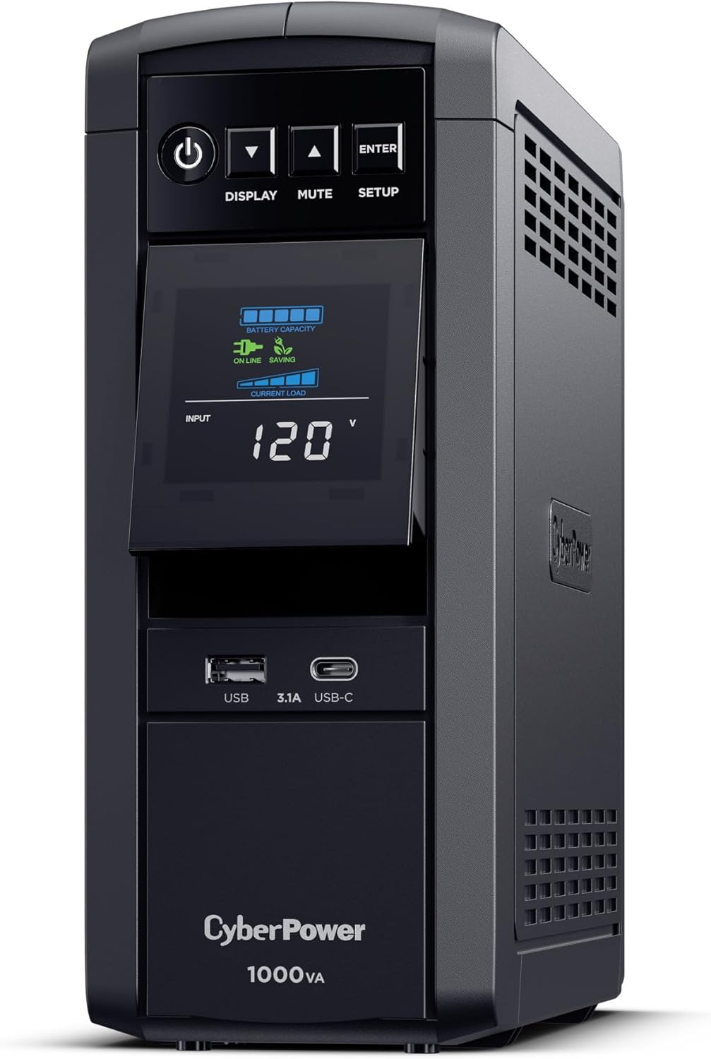 CyberPower CP1500PFCLCD PFC Sinewave UPS System, 1500VA/1000W, 12 Outlets, AVR, Mini Tower, Black - PuriLite