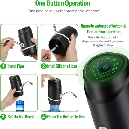 5 Gallon Electric Drinking Portable Water Dispenser, Universal USB Charging Water Bottle Pump for 2-5 Gallon with 2 Silicone - PuriLite