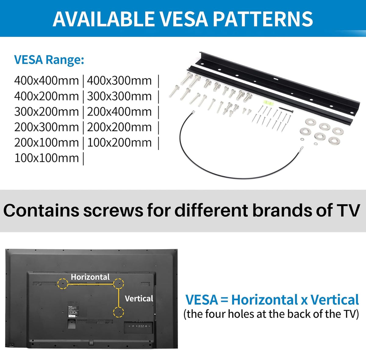 Studless Drywall TV Mount for 12-55 inch TVs, No Stud TV Wall Bracket Max VESA 400x400mm up to 100 lbs Universal Fits Most LED LCD Plasma Flat/Curved Screen TVs & Monitors - PuriLite