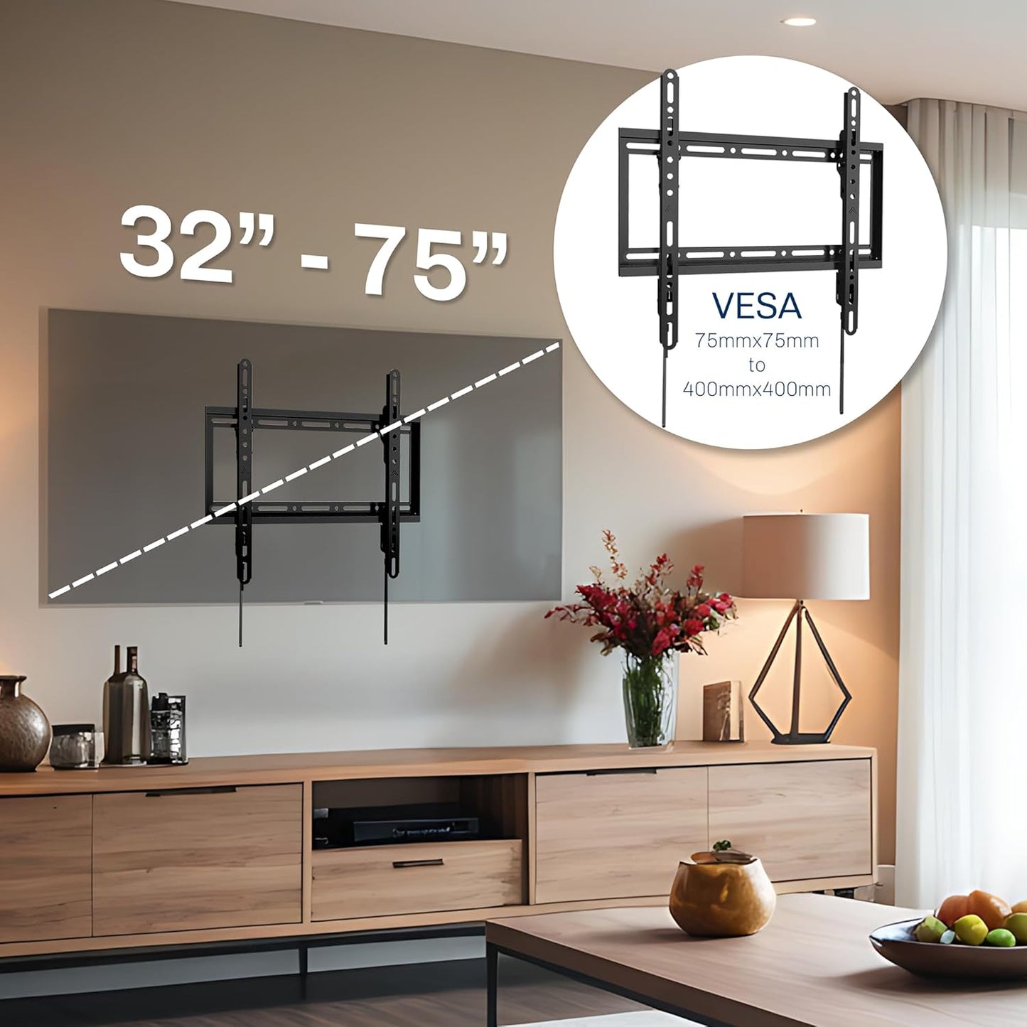 VIVO Extra Large Heavy Duty 43 to 100 inch LCD LED Curved and Flat Panel Screen, TV Wall Mount Bracket with Max 800x400mmmm VESA, Black, MOUNT-VW100F - PuriLite