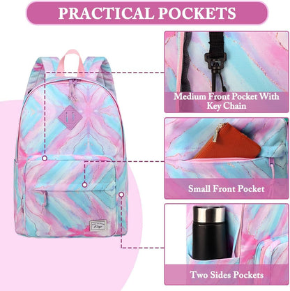 School Backpack, Kasqo 15.6 Inch Classic Lightweight Water-Resistant Backpack for Men Women Teens Girls Boys Kids to School, College, Travel, Work, Black - PuriLite
