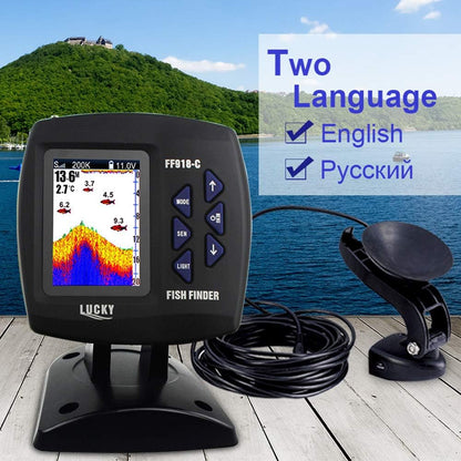 Sangmei Lucky FF918-C100DS Color Screen Wired Fish Finder Dual Frequency 328ft/100m Water Depth Boat Fish Finder - PuriLite