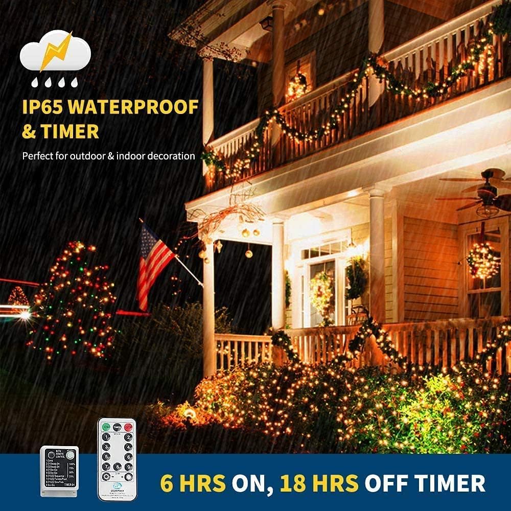 Haili Halloween Lights Outdoor, 105 FT 300 LED Halloween String Lights with Memory Function, Plug in 8 Mode String Lights for Halloween,Christmas,Party, Patio, House Decoration (Purple Orange) - PuriLite