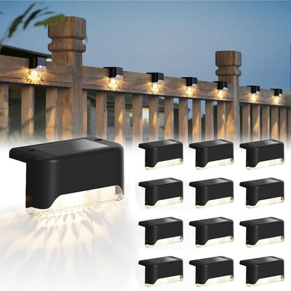 Solar Deck Lights 16 Pack Solar Fence Light Solar Powered Outdoor Step Light IP65 Waterproof LED Solar Pathway Light for Deck Fence Railing Garden Patio StairYard, Black - PuriLite