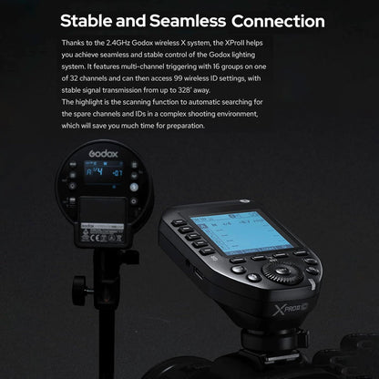 Godox XPROII-C 2.4G Wireless Flash Trigger Transmitter TTL Autoflash 1/8000s HSS Large LCD Screen 32 Channels 16 Groups Replacement for Canon Cameras - PuriLite