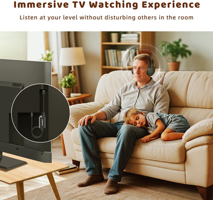 Holdsound Wireless Headphones for TV Watching, TV Headphones Wireless for Seniors with USB Transmitter, 25hrs, No Lip-Sync Delay, Plug and Play, Gifts for Elderly,Light Black - PuriLite