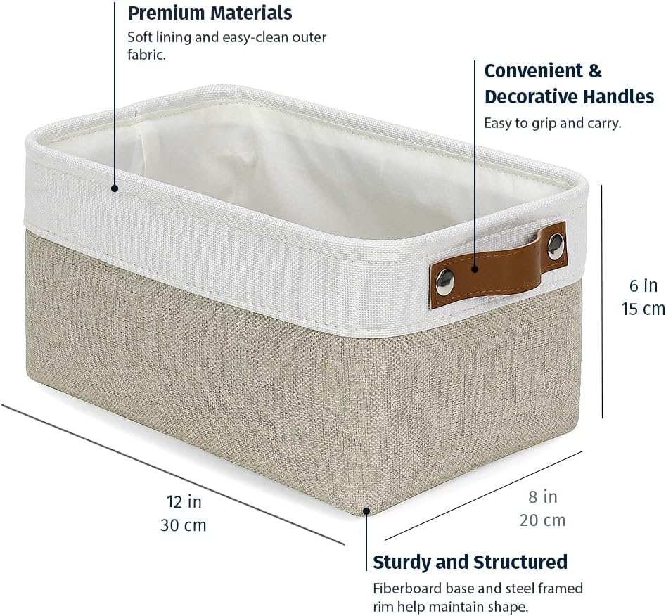 OrganiHaus Large Fabric Storage Baskets for Shelves 3 Pack, 15x11in Closet Storage Bins for Shelves, Cloth Baskets, Fabric Storage Cubes, Linen Closet Organizers, Fabric Basket, White Basket - PuriLite