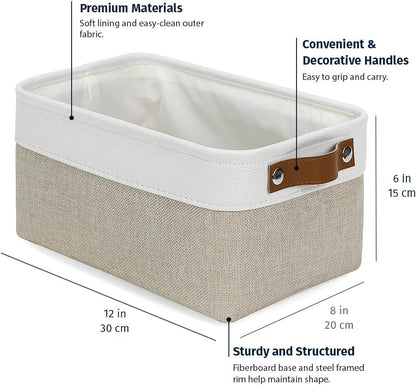 OrganiHaus Large Fabric Storage Baskets for Shelves 3 Pack, 15x11in Closet Storage Bins for Shelves, Cloth Baskets, Fabric Storage Cubes, Linen Closet Organizers, Fabric Basket, White Basket - PuriLite
