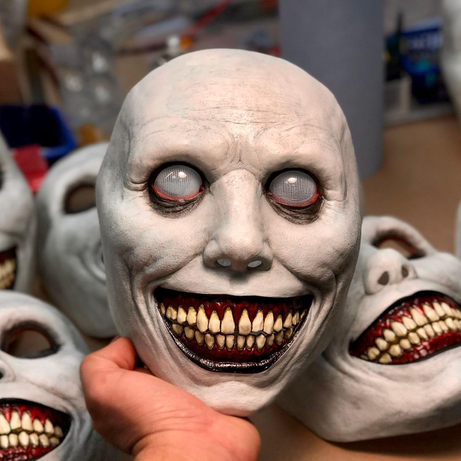 QCCX Halloween Masks for Adult, Scary Smiling Demons Mask, Halloween Zombie Mask, Scream Halloween Cosplay Masks - PuriLite