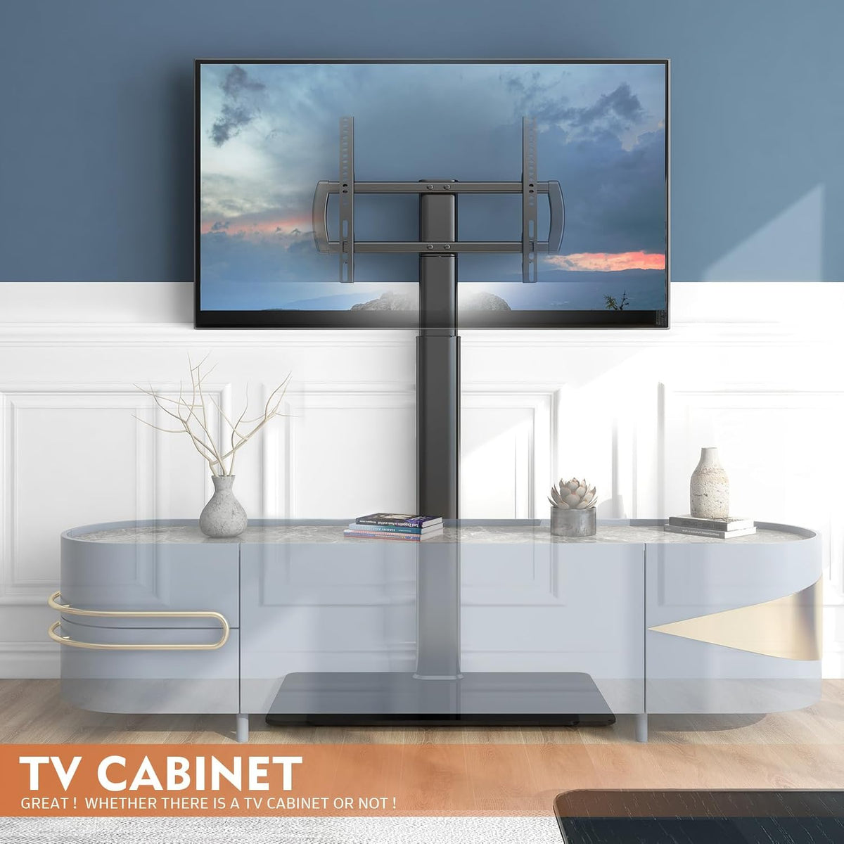 Universal TV Stand with Mount 80 Degree Swivel Height Adjustable and Tilt Function for 27 to 65 inch LCD, LED OLED TVs,HT1002B - PuriLite