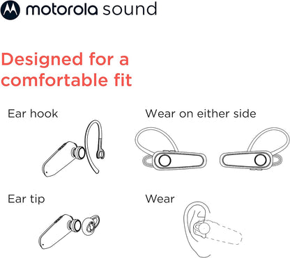 Motorola Bluetooth Earpiece - HK126 in-Ear Wireless Mono Headset for Clear Voice Calls - Lightweight, Comfortable Design - 8-Hour Talk Time, Voice Assistant Compatible, Connects to 2 Devices - PuriLite
