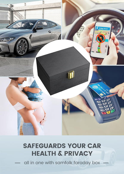 Samfolk Faraday Box with Faraday Pouchs, Faraday Box for Car Keys,RFID Key Fob Protector Anti-Theft Key Fob Box, Anti-Theft Cages for Car Keys, Phone and Credit Card - PuriLite