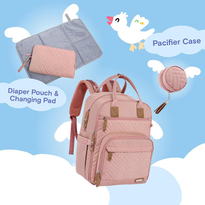Diaper Bag Backpack, iniuniu Large Baby Bags with Diaper Pouch, Washable Changing Pad, Pacifier Case and Stroller Straps - PuriLite